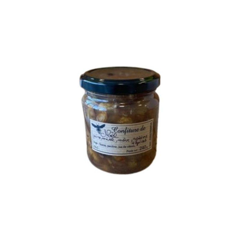 Confiture artisanale de Noël "Poire miel noix raisin et 4 épices" 250g