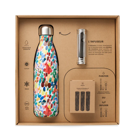 Coffret cadeau Bouteille isotherme inox Arty 500ml Qwetch