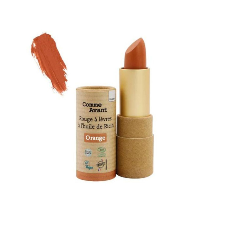 Rouge à lèvres à l’huile de ricin couleur "Orange Ambré" - Version 1 BIO