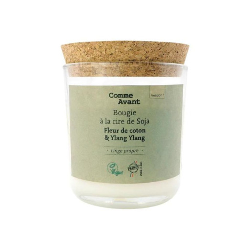 PRIX LANCEMENT ! Bougie parfumée à la cire de soja Fleur de coton et ylang ylang - Version 1 - 190g