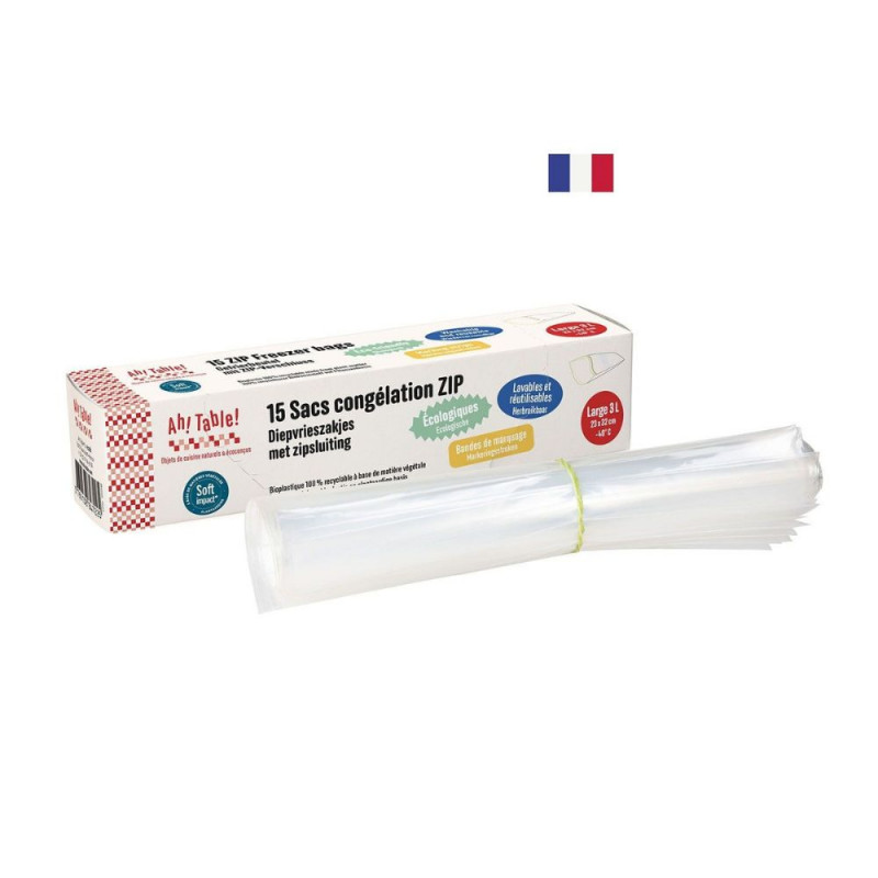 Boite de 15 sacs congélation zippé en bioplastique 23x32