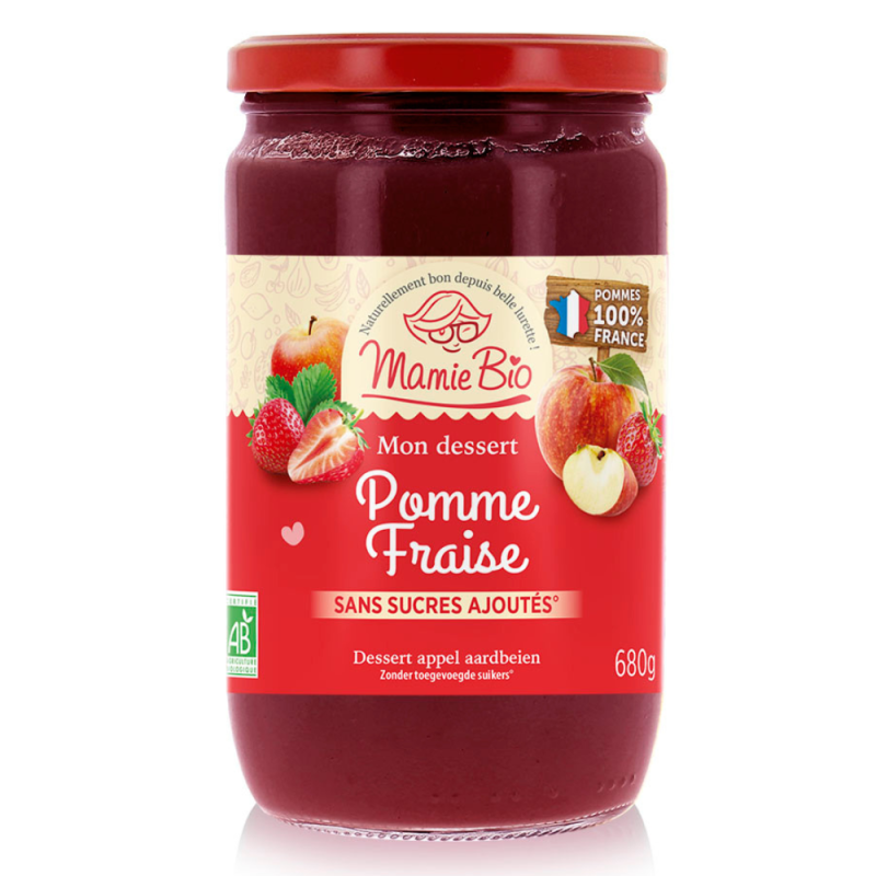 Purée de pomme France fraise bio 680g