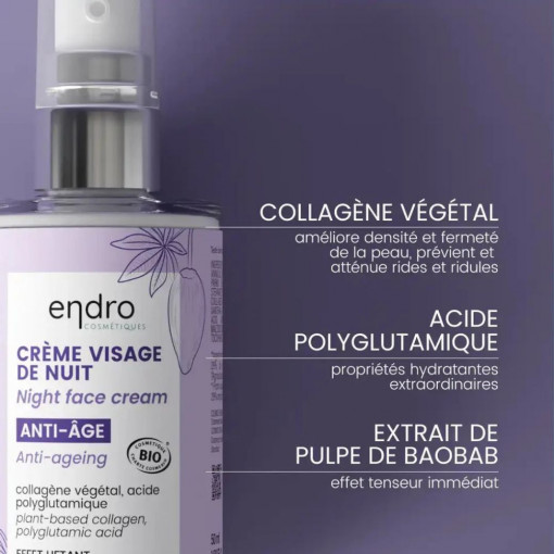 Crème de Nuit Régénérante au Collagène ENDRO 50ml