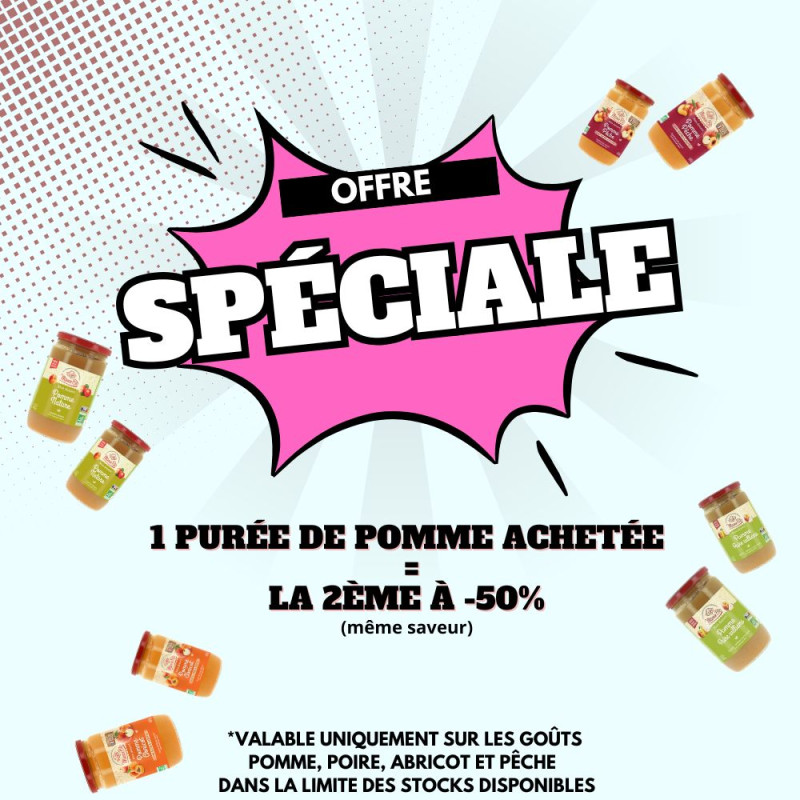 "PROMO" LOT DE 2 Purées de pomme pêche bio 680g