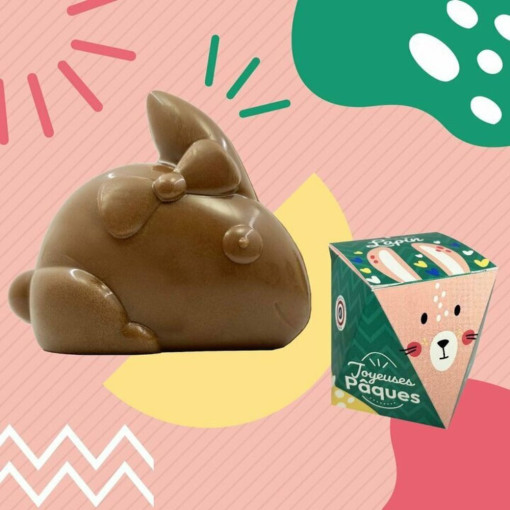 Lot de 2 Petit lapin + petit poussin de Pâques Artisanal chocolat au lait 30g