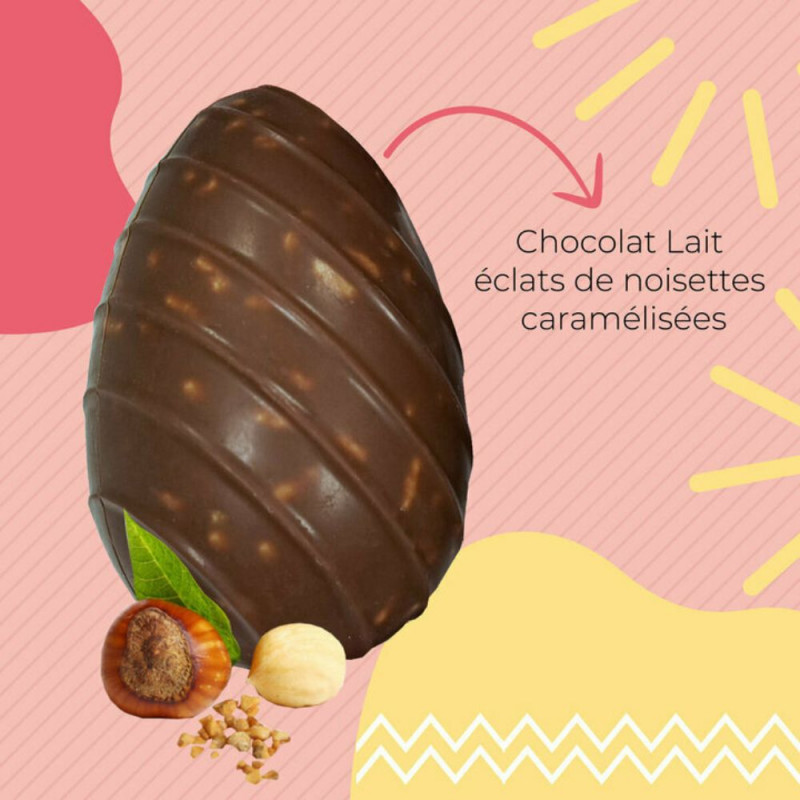 Petit oeuf de Pâques chocolat au lait noisette caramélisées 20g