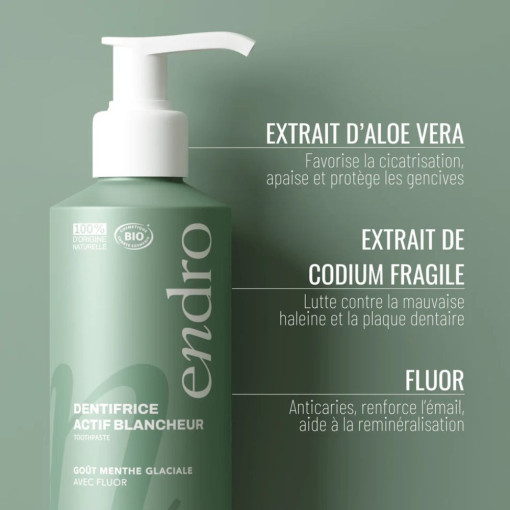 Dentifrice actif blancheur au fluor ENDRO 175g