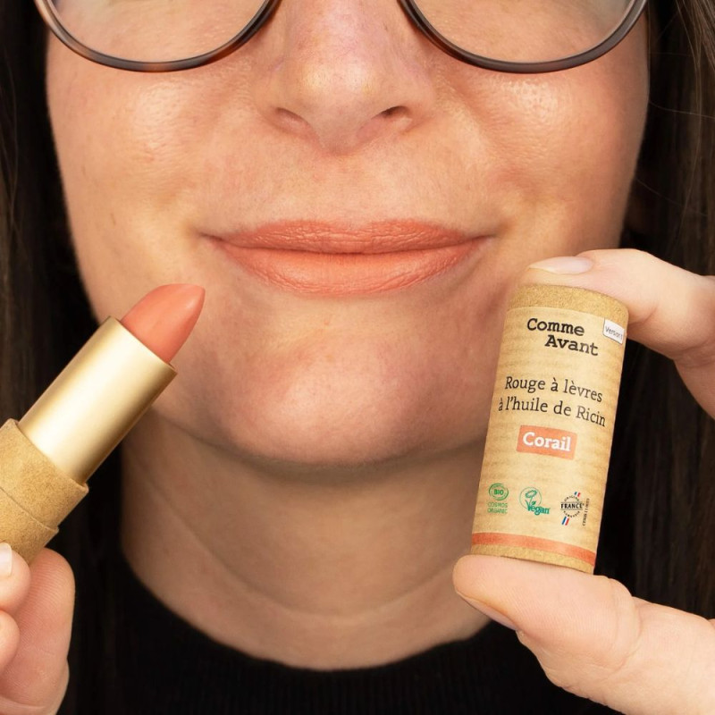 Rouge à lèvres à l’huile de ricin couleur "Corail" - Version 1 BIO