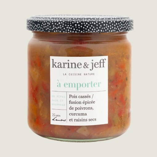 Pois cassés / fusion épicée de poivrons, curcuma et raisins secs 340g